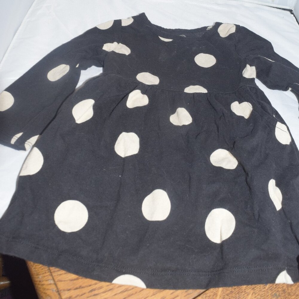 Wonder Nation black and light brown polka dot dress 18 months